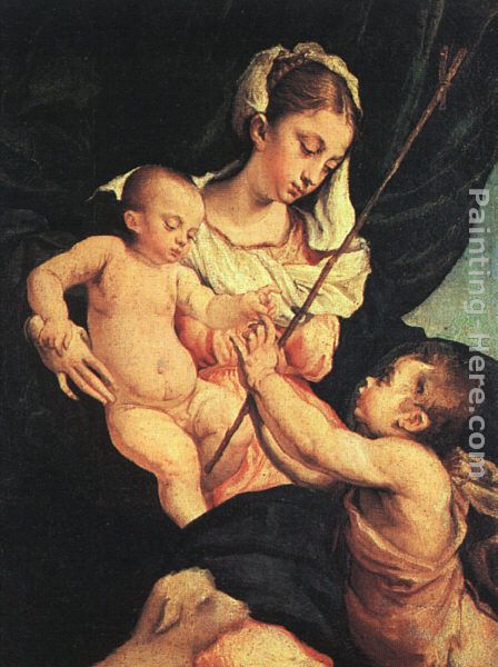 Madonna and Child with Saint John the Baptist painting - Jacopo Bassano Madonna and Child with Saint John the Baptist art painting